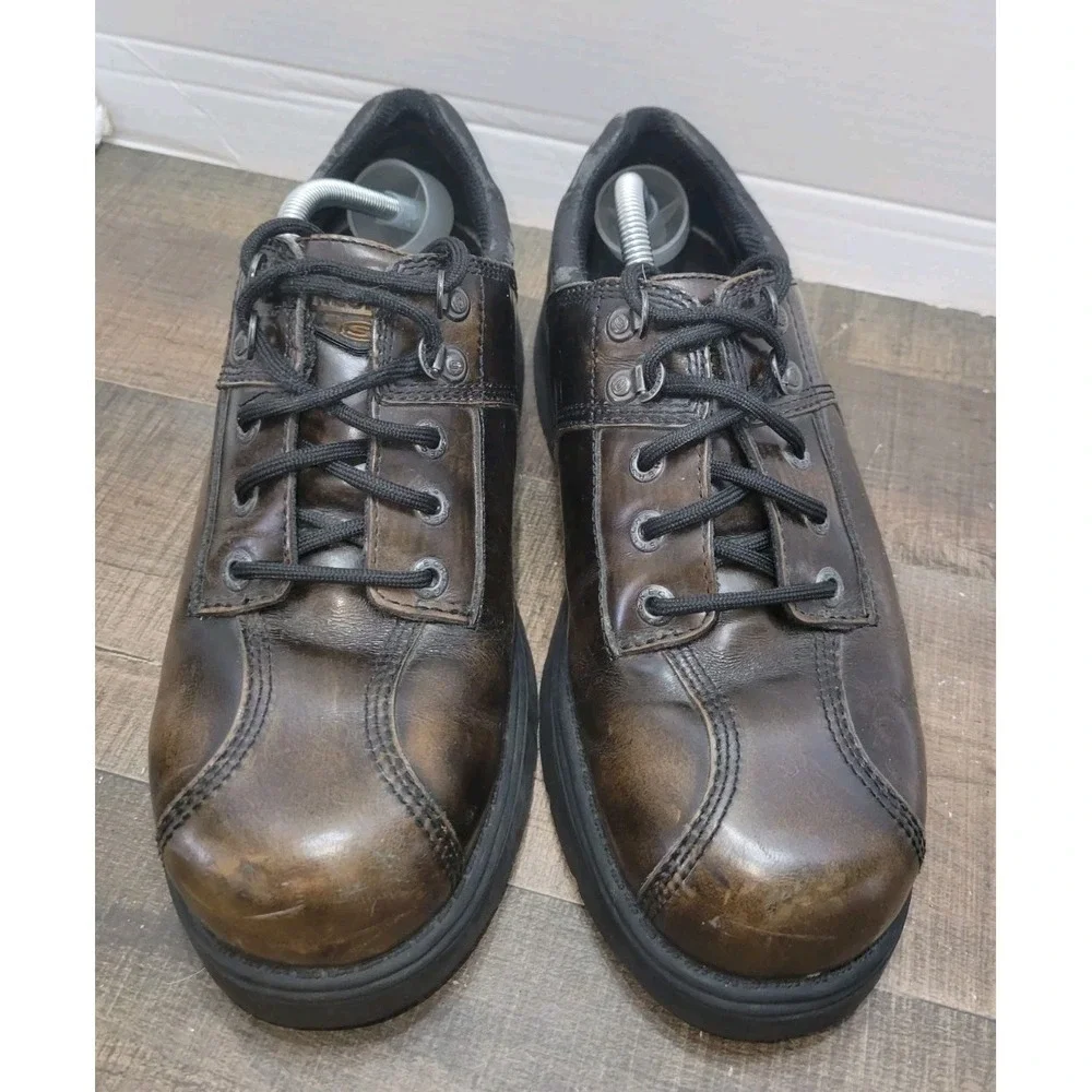 Skechers Chunky Platform Lug Sole Shoes Mens 10 Brown Leather Oxford Vintage Y2K